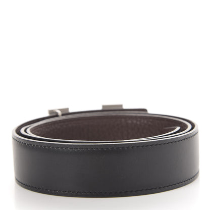 Hermes Box Togo Strie 32mm H Belt 90 Black Chocolate 2 of 6