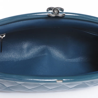 Chanel Patent Quilted Timeless Clutch Blue 7 of 9