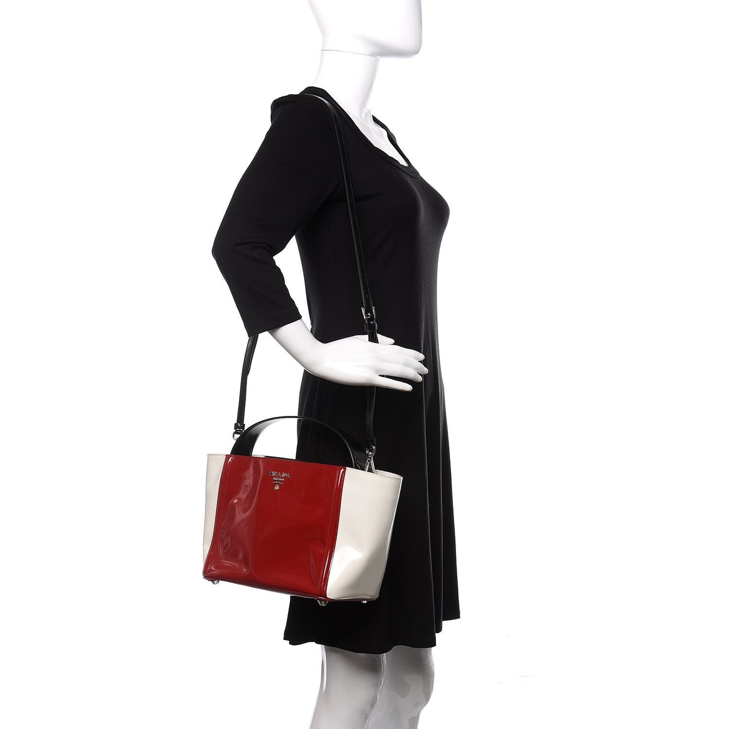 Vernice Tri-Color Tote White Red Black