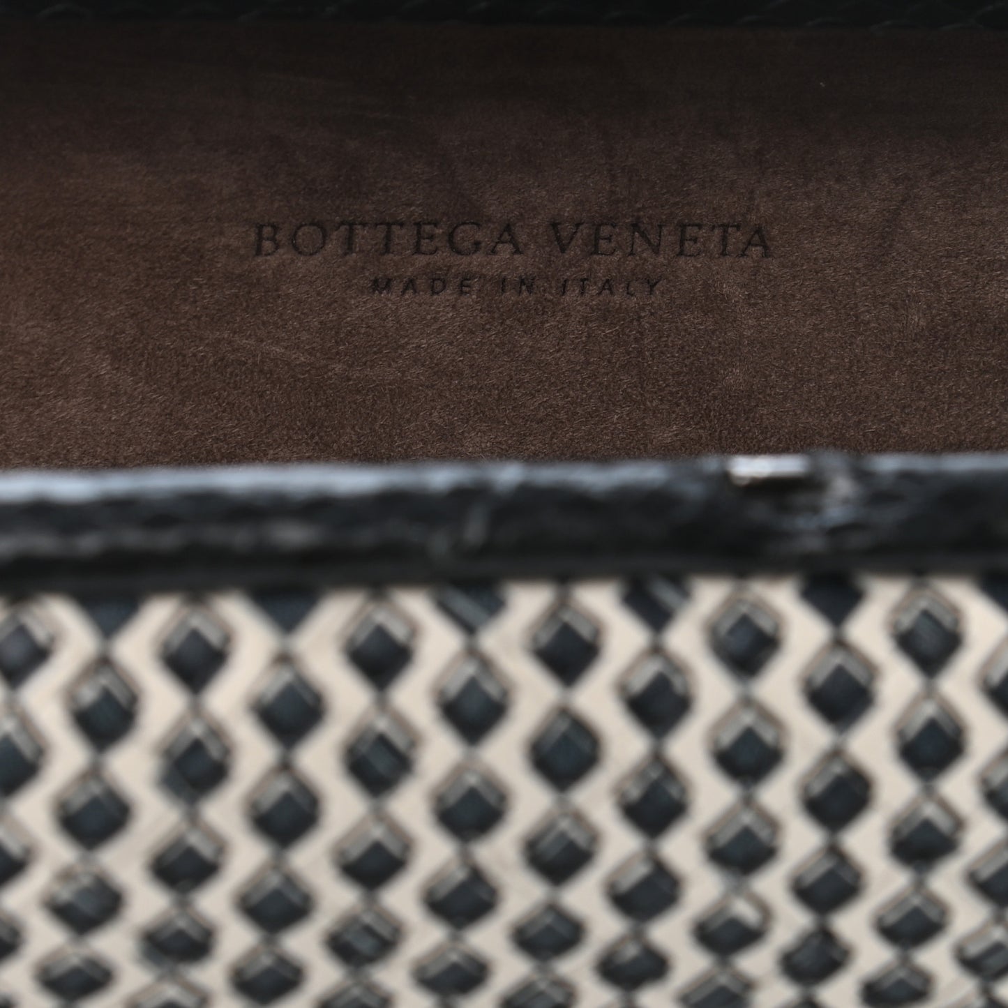 Nappa Ayers Printed Intrecciato Knot Clutch Black