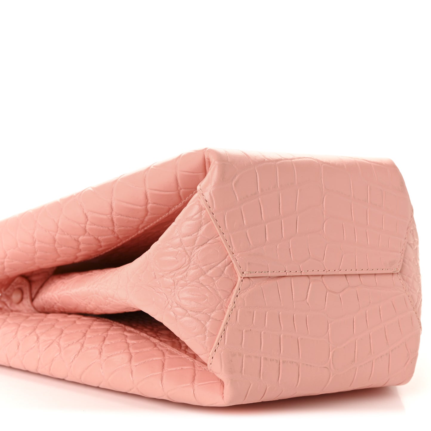 Calfskin Crocodile Embossed Doll Top Handle Bag Peachy