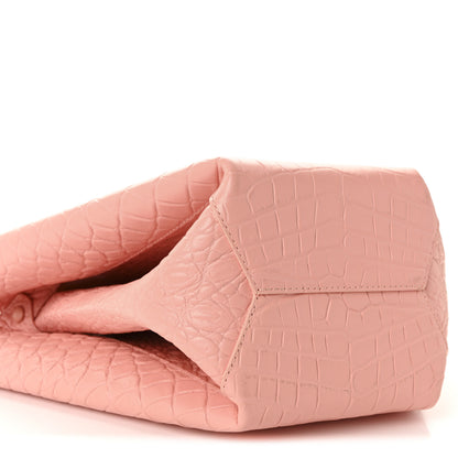 Bottega Veneta Calfskin Crocodile Embossed Doll Top Handle Bag Peachy 9 of 10