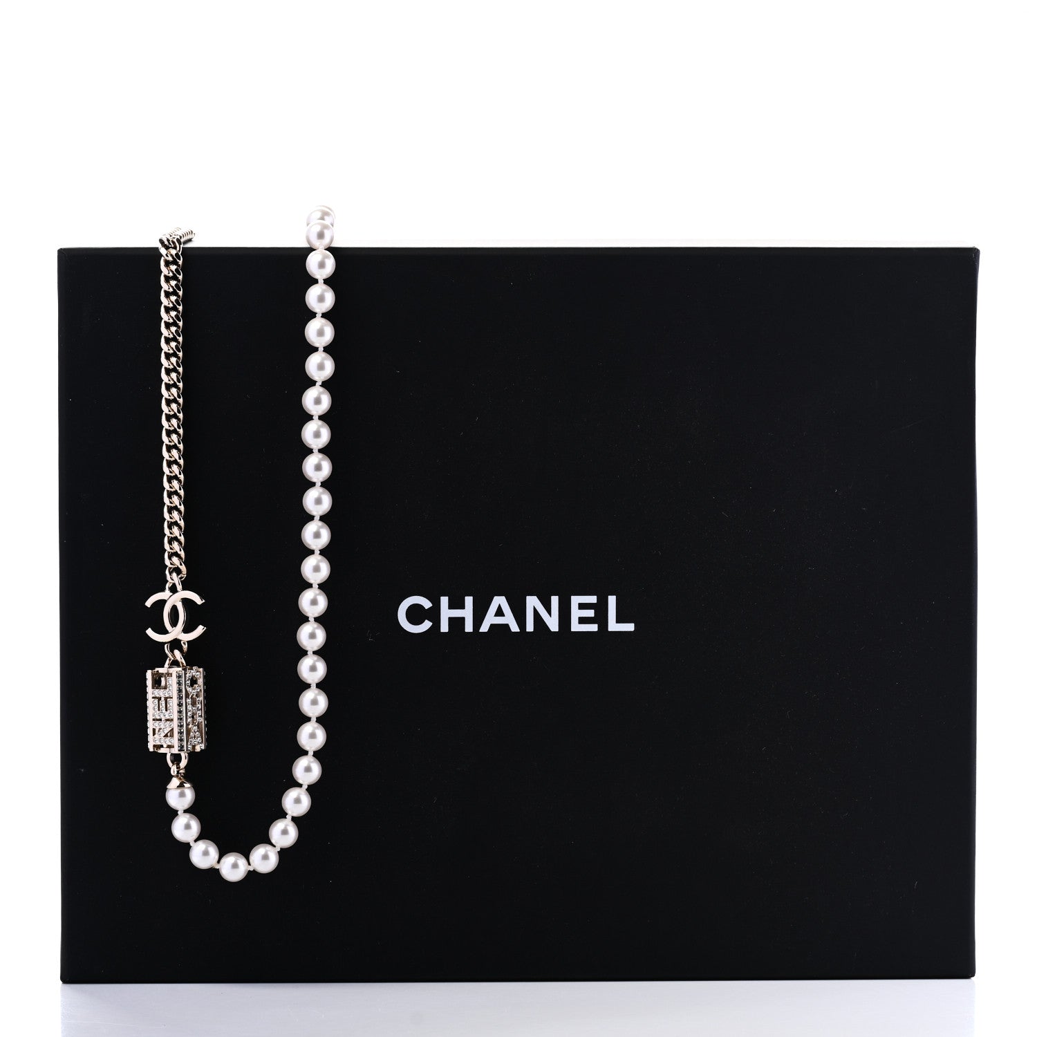Chanel Pearl Crystal CC Long Chain Necklace Gold 6 of 6