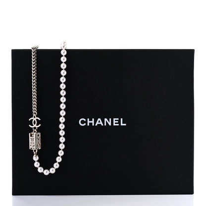 Chanel Pearl Crystal CC Long Chain Necklace Gold 6 of 6