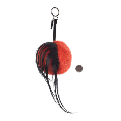 Fendi Mink Goat Fur QuTweet Funkyfur Bag Bug Charm Red 2 of 5