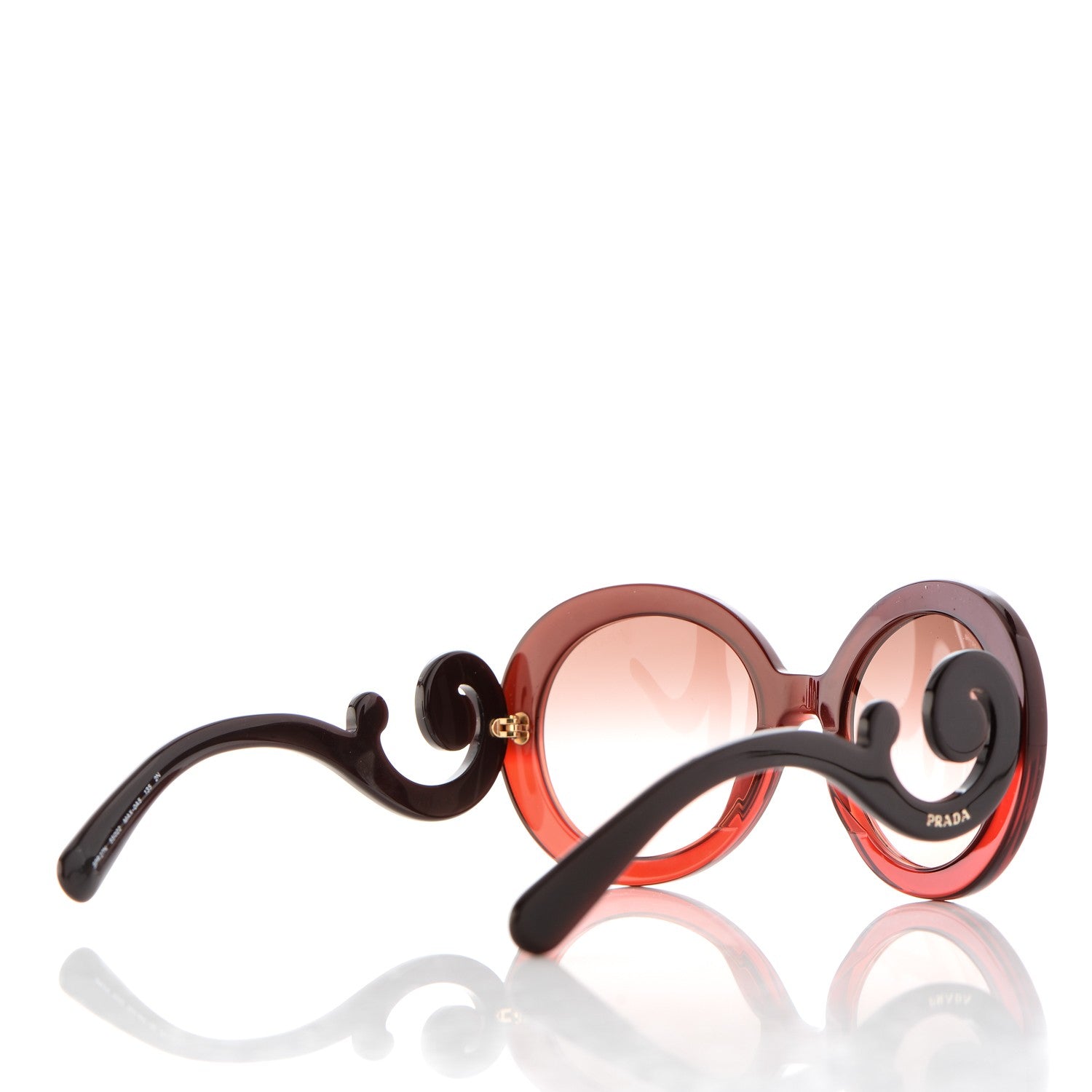Prada Round Baroque Sunglasses SPR 27N Burgundy 4 of 9