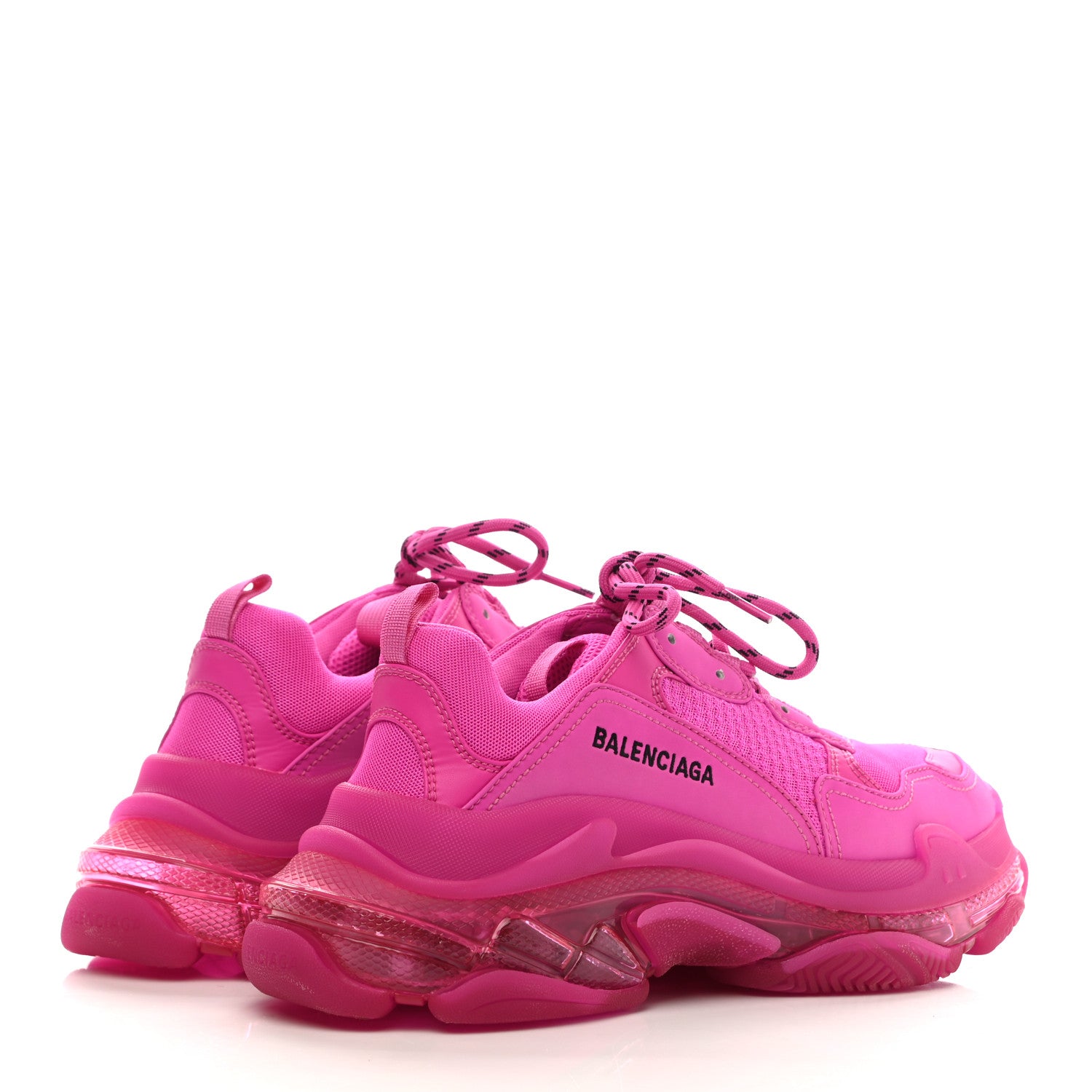 Balenciaga Fabric Mesh Clear Sole Fluo Womens Triple S Sneakers 41 Pink 4 of 7
