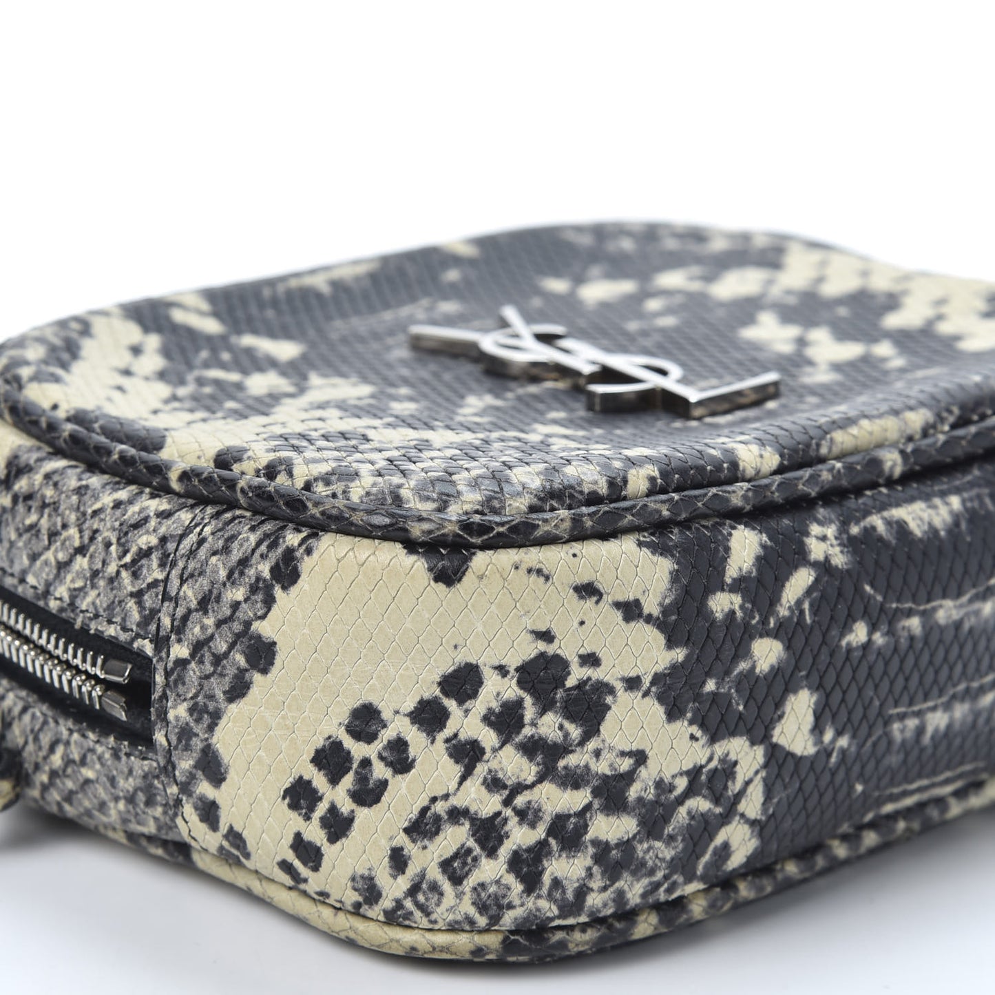 Python Embossed Calfskin Monogram Blogger Bag Black Beige
