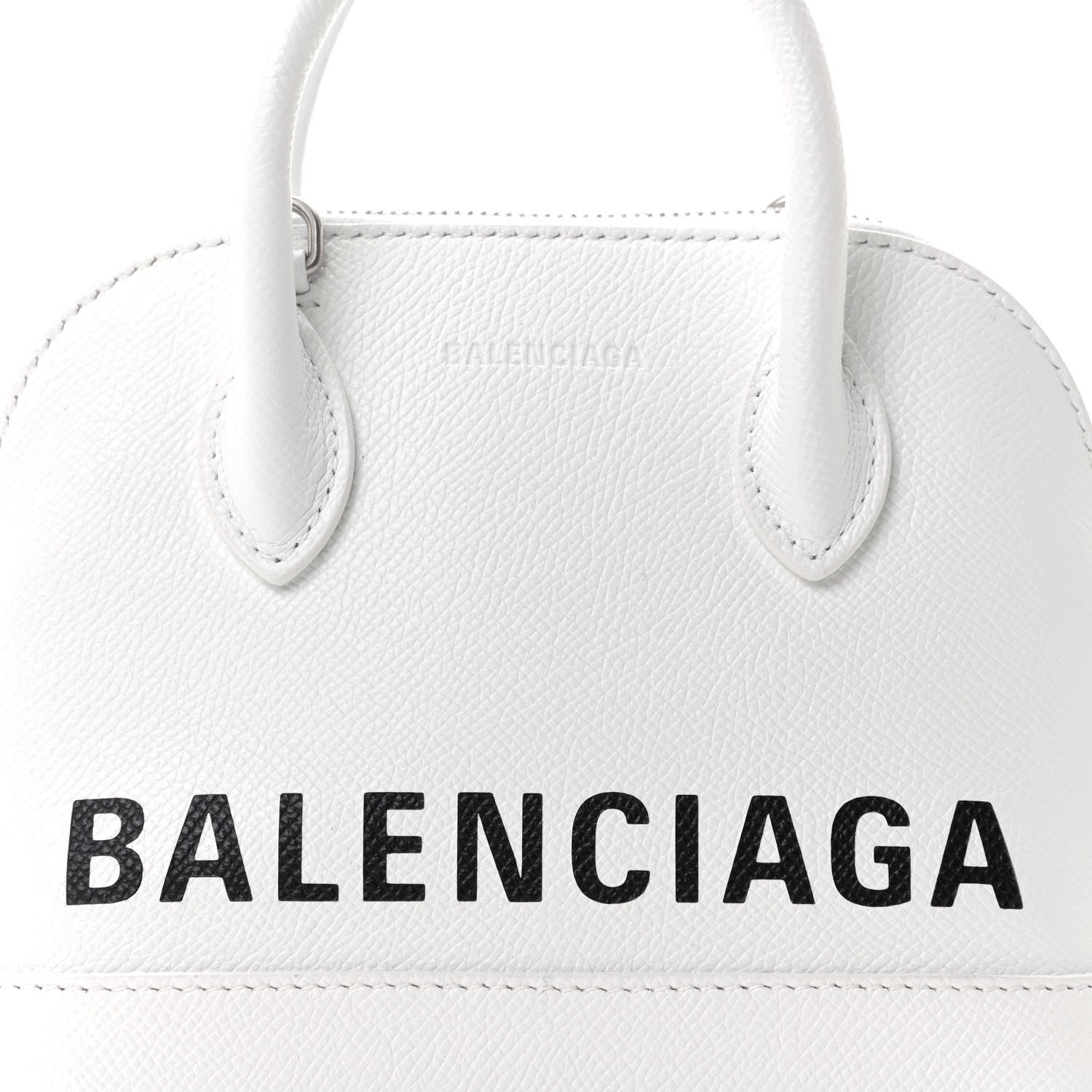 Balenciaga Grained Calfskin XXS Ville Top Handle Bag White Black 8 of 10