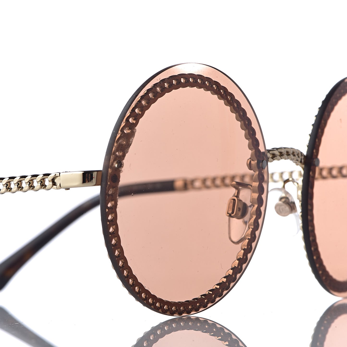 Chain Round Sunglasses 4245 Brown Gold