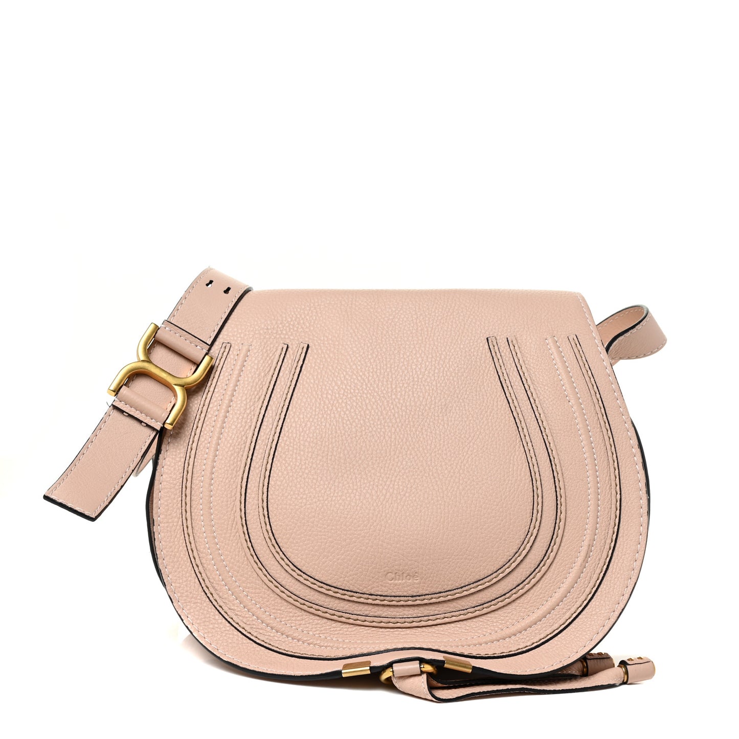 Calfskin Medium Marcie Round Crossbody Bag Blush Nude