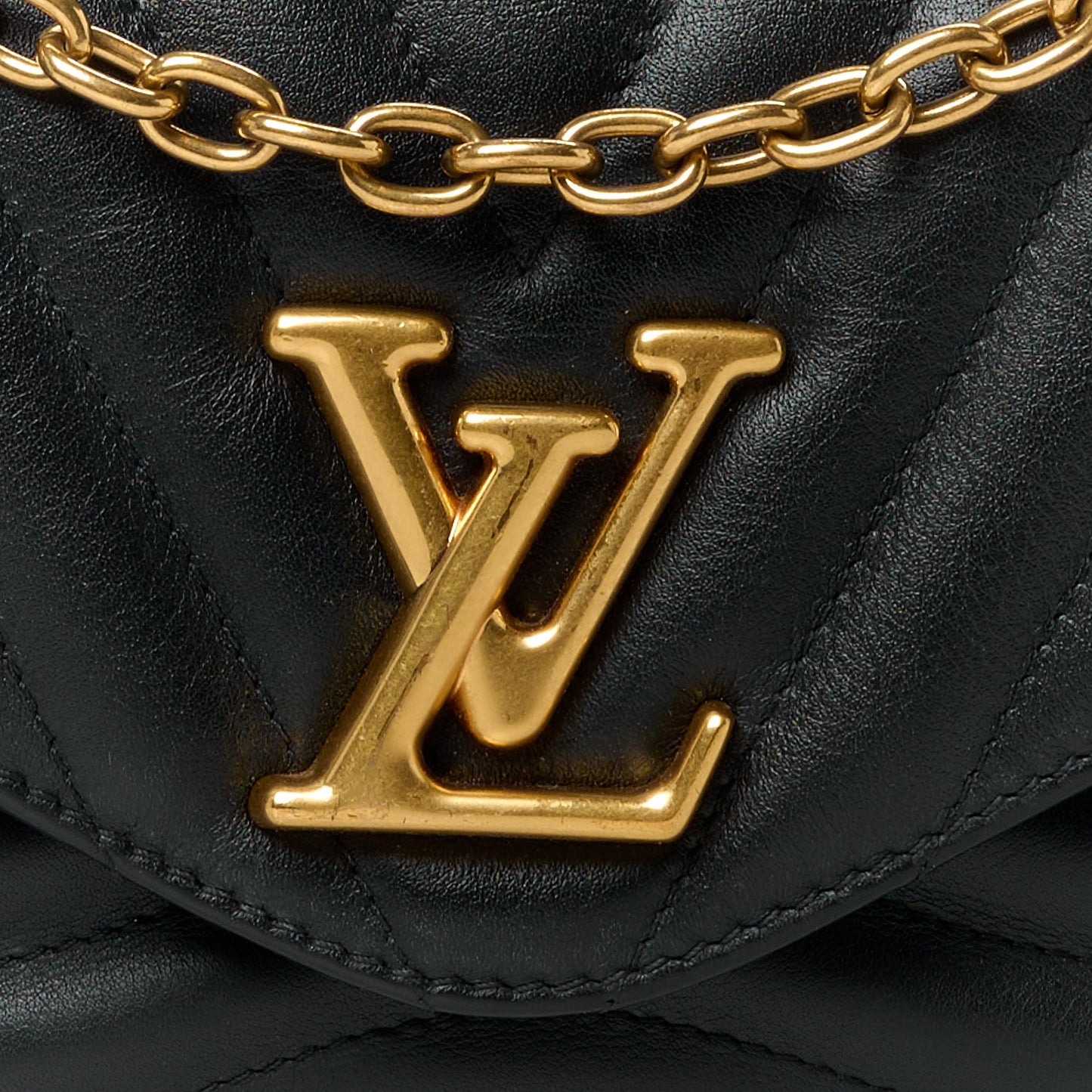 Calfskin LV New Wave Chain Bag Black