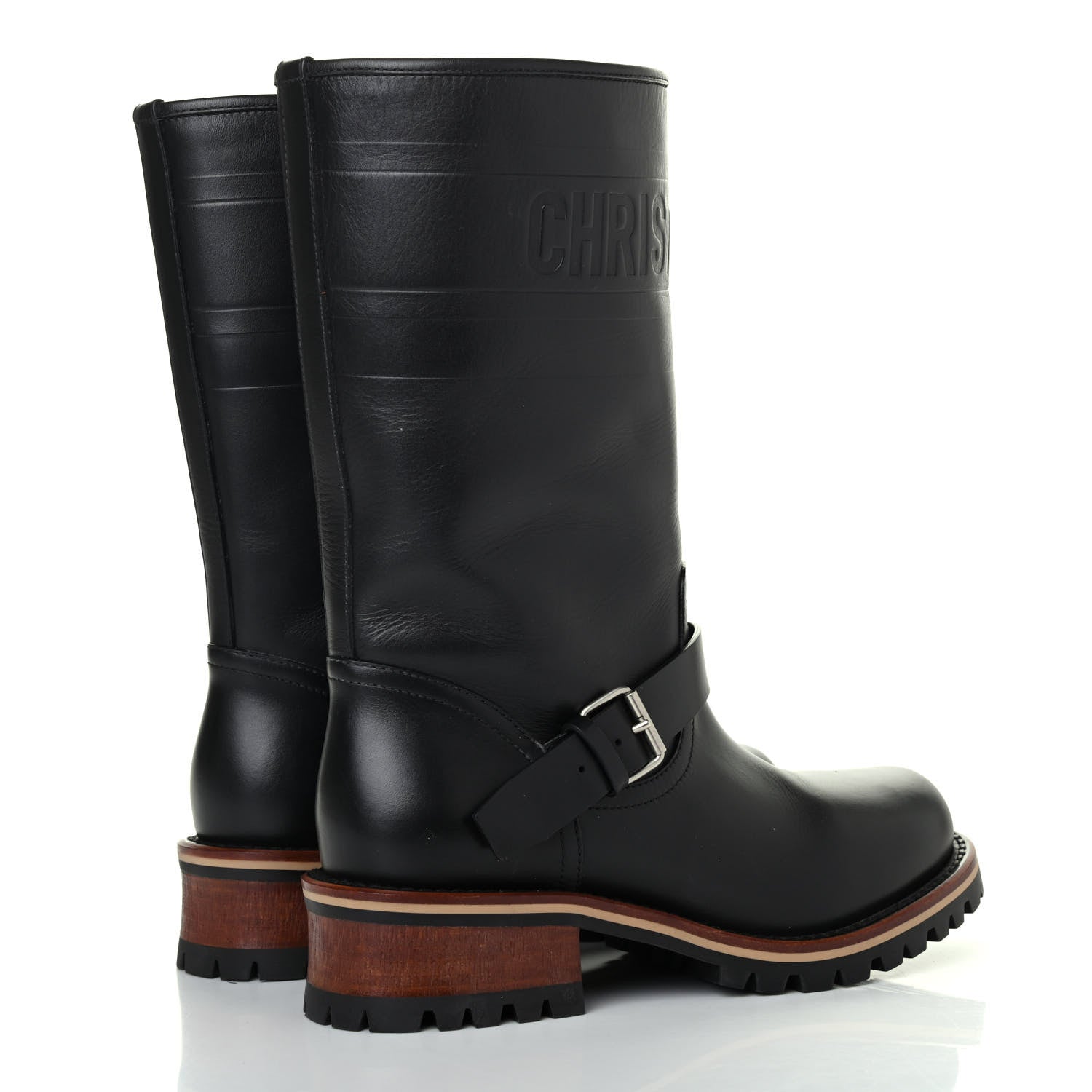 Christian Dior Calfskin Embossed Dior Quest 35mm Biker Boots 36.5 Black 3 of 4