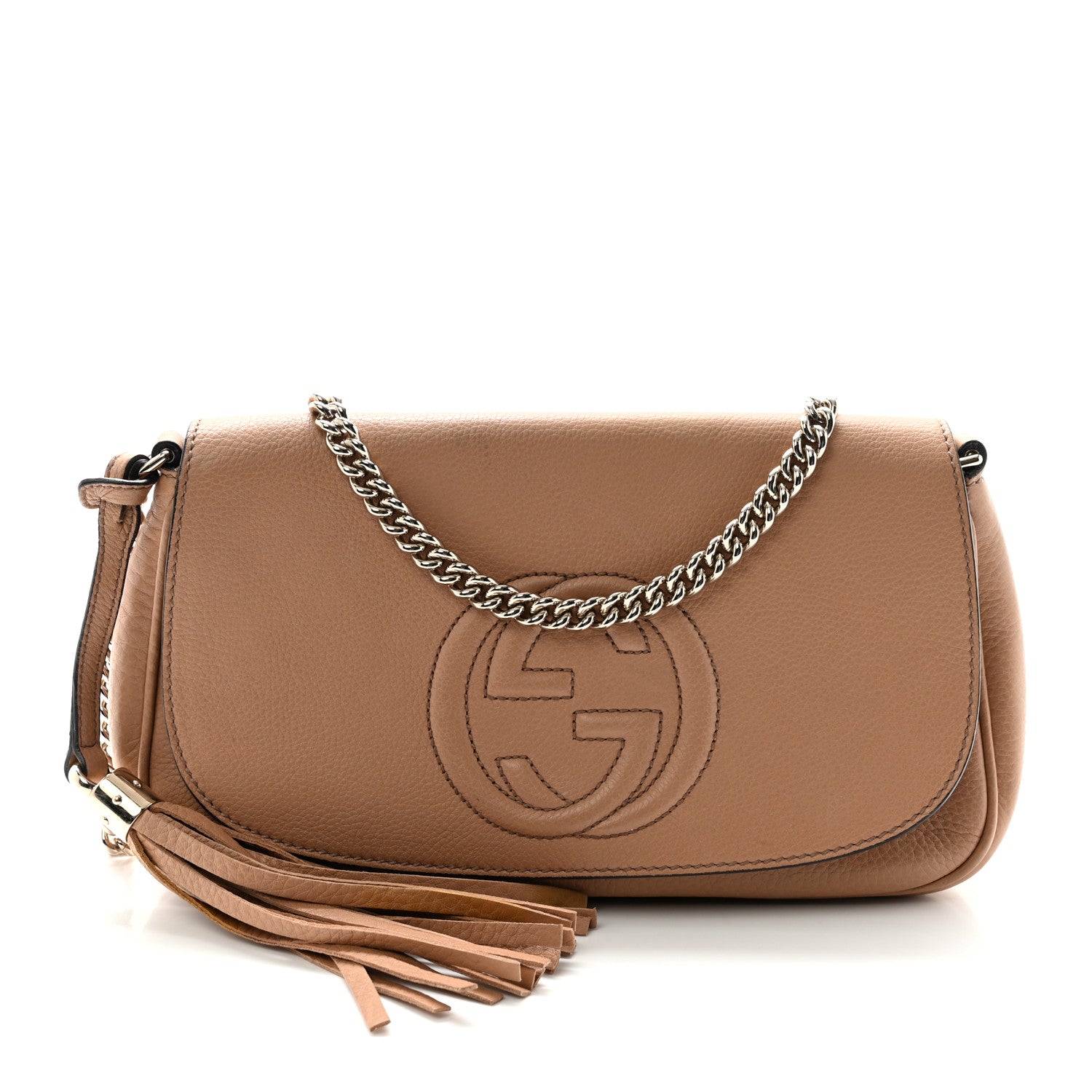Gucci Pebbled Calfskin Medium Soho Flap Crossbody Camelia 1 of 10