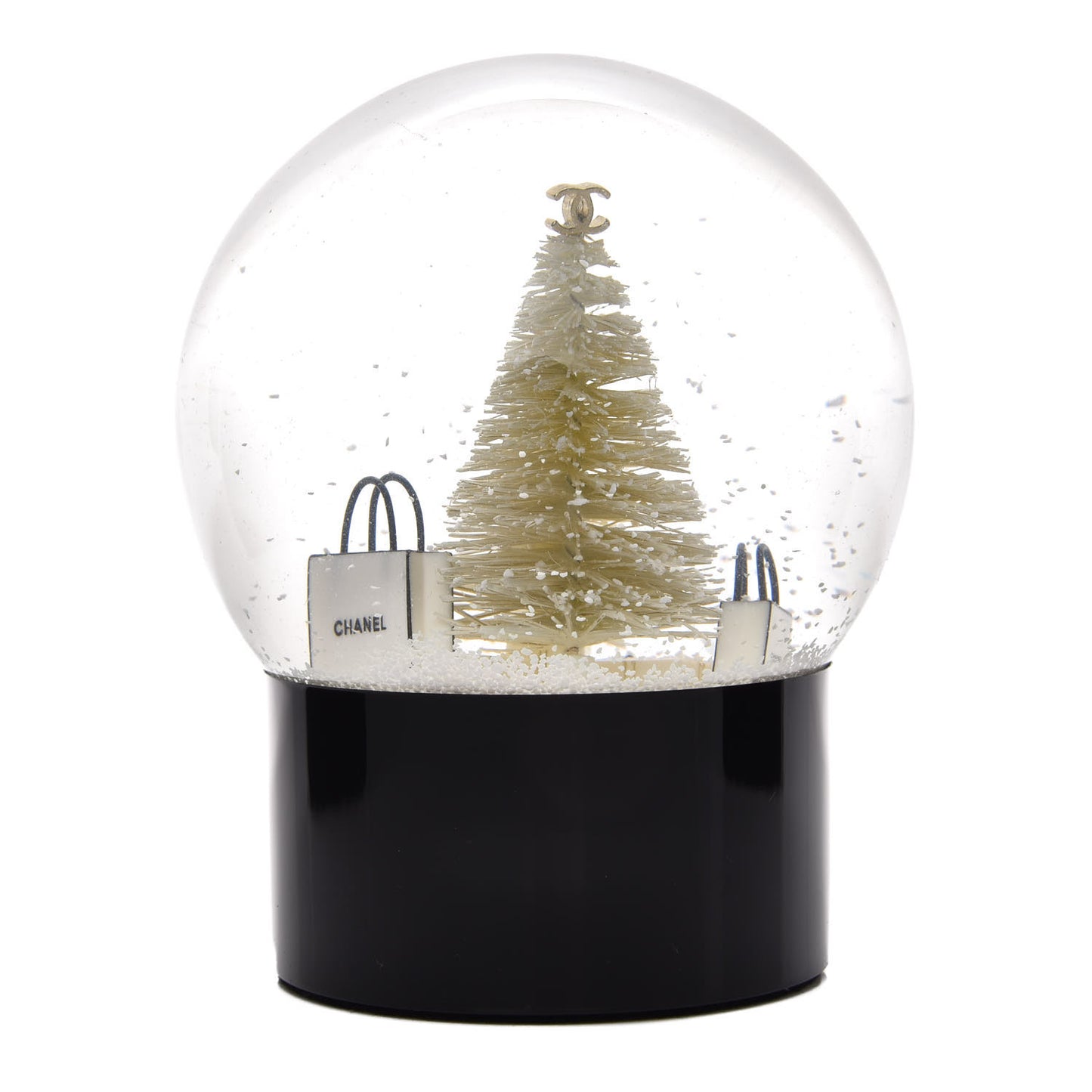 Glass Christmas Tree Shopping Bag Snow Globe