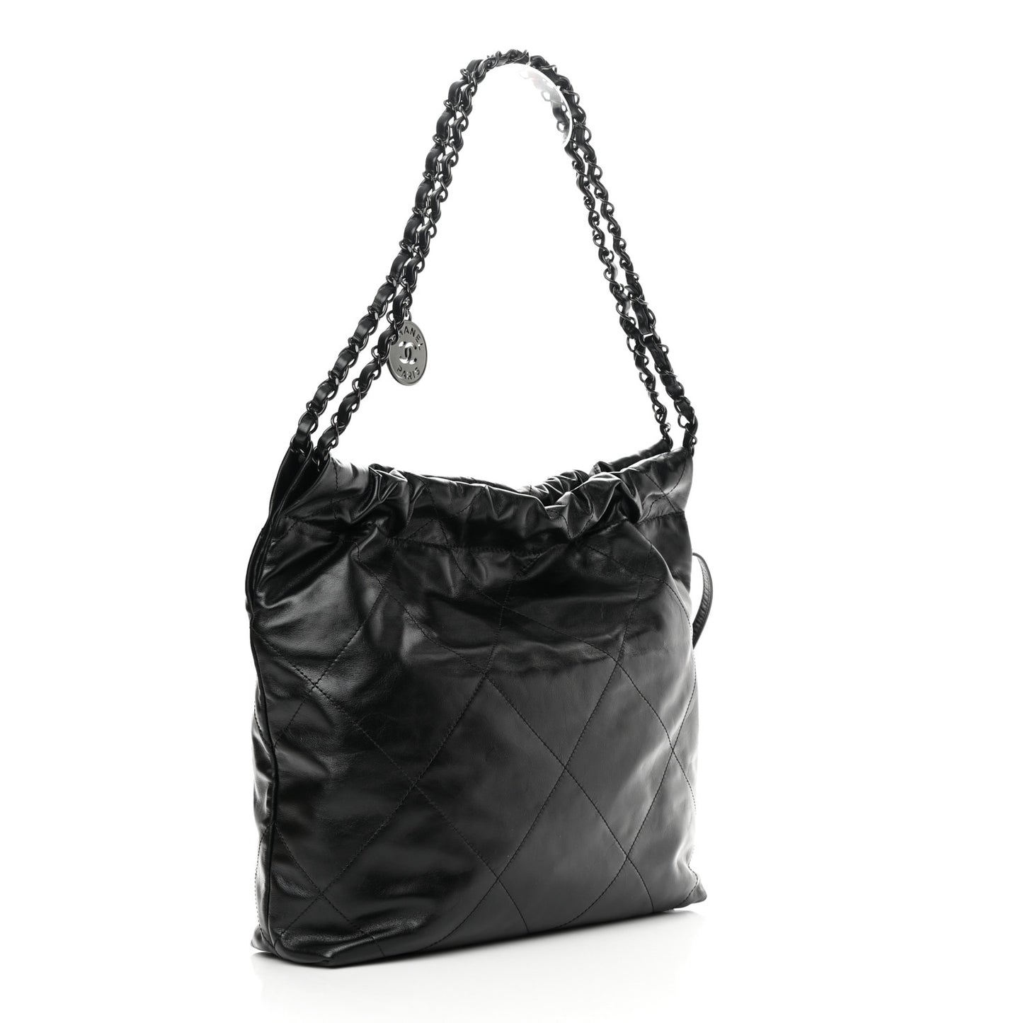 Shiny Calfskin Quilted Small Chanel 22 So Black