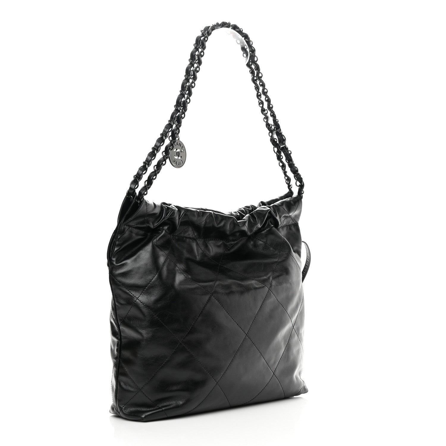 Chanel Shiny Calfskin Quilted Small Chanel 22 So Black 4 of 13