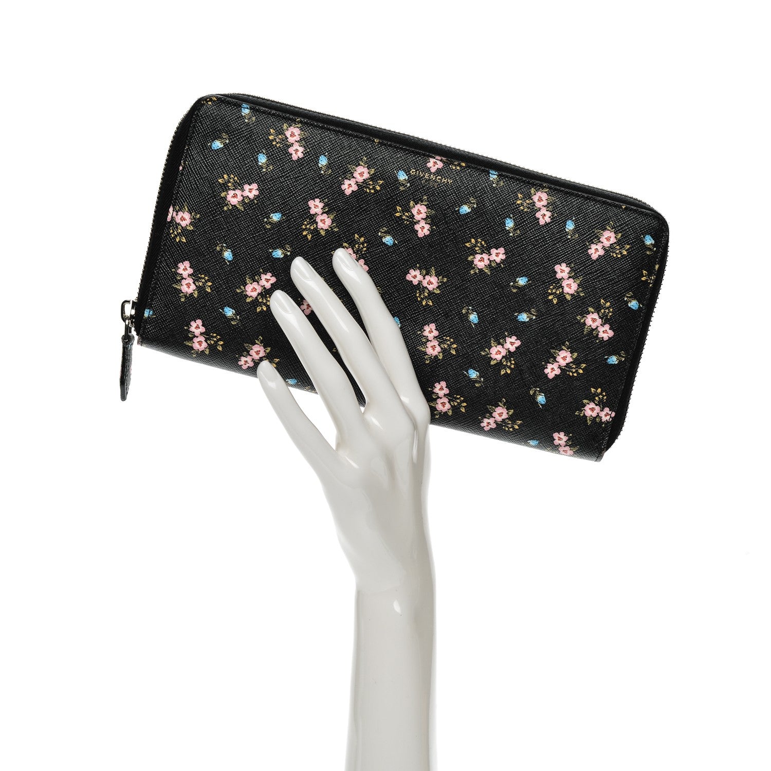 Givenchy Textured Coated Canvas Hibiscus Print Travel Zipped Wallet Multicolor 2 of 14