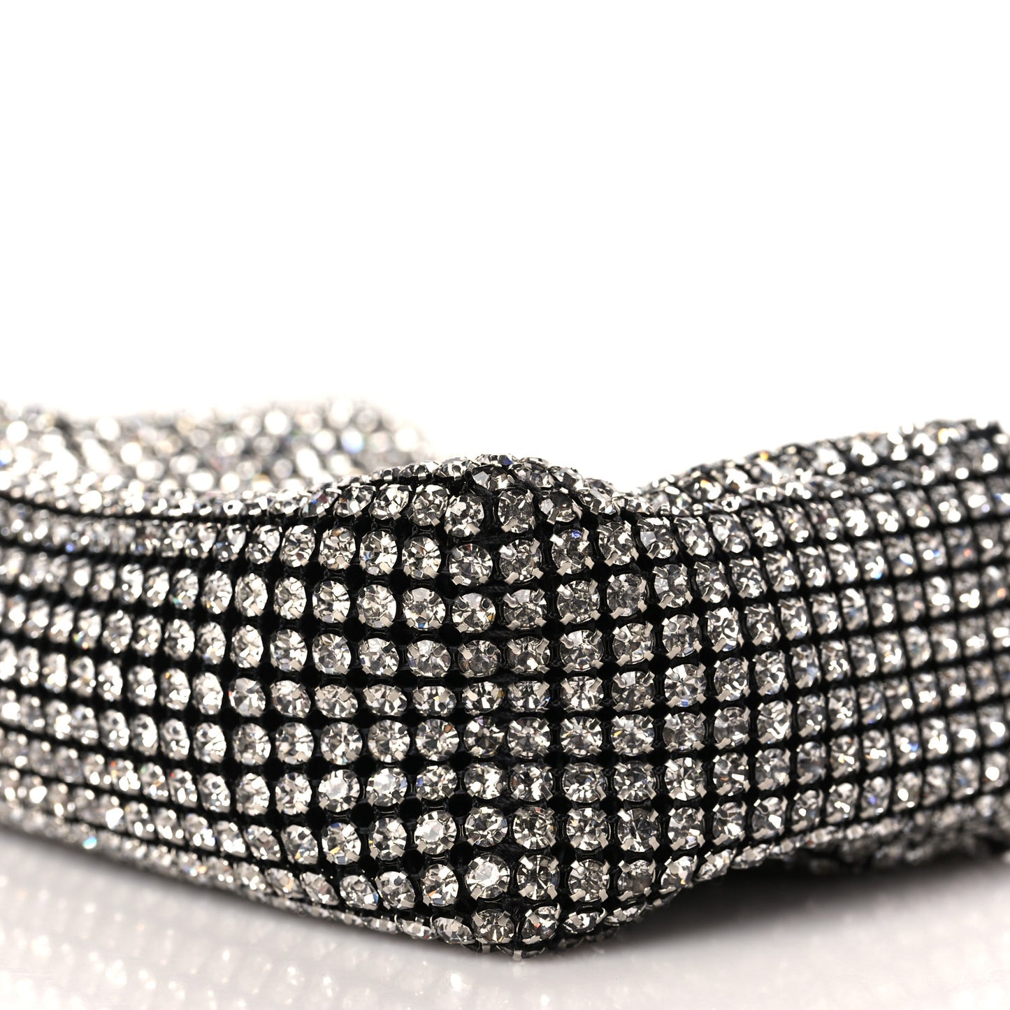 Mesh Crystal Rhinestone Mini Heiress Pouch Black Silver