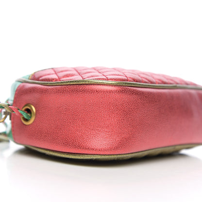 Gucci Laminated Nappa Trapuntata Mini Zumi Dome Shoulder Bag Rosso Jasmine Green Rame 6 of 8