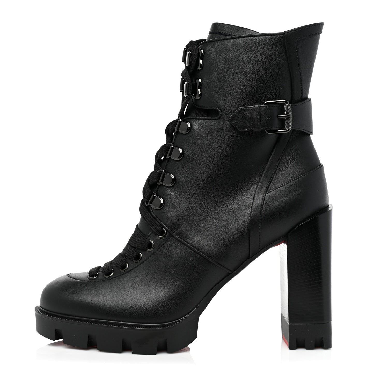 Calfskin Macademia 100 Biker Platform Boots 40.5 Black