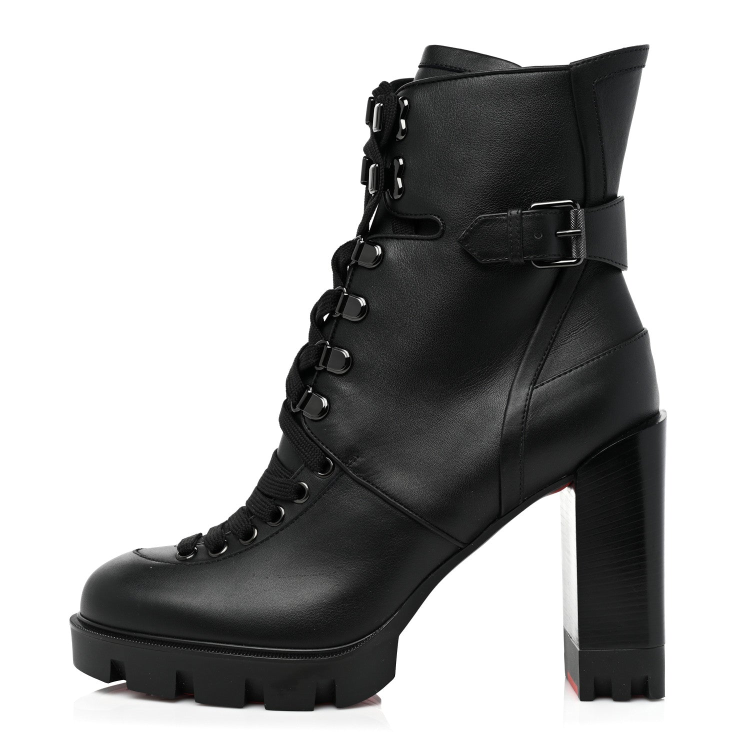 Christian Louboutin Calfskin Macademia 100 Biker Platform Boots 40.5 Black 1 of 12