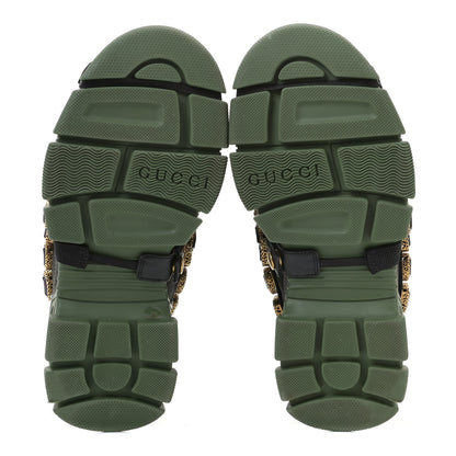 Gucci X SEGA Mesh Suede Calfskin Removable Crystals Flashtrek Sneakers 36 Loess Black Olive Green 6 of 12