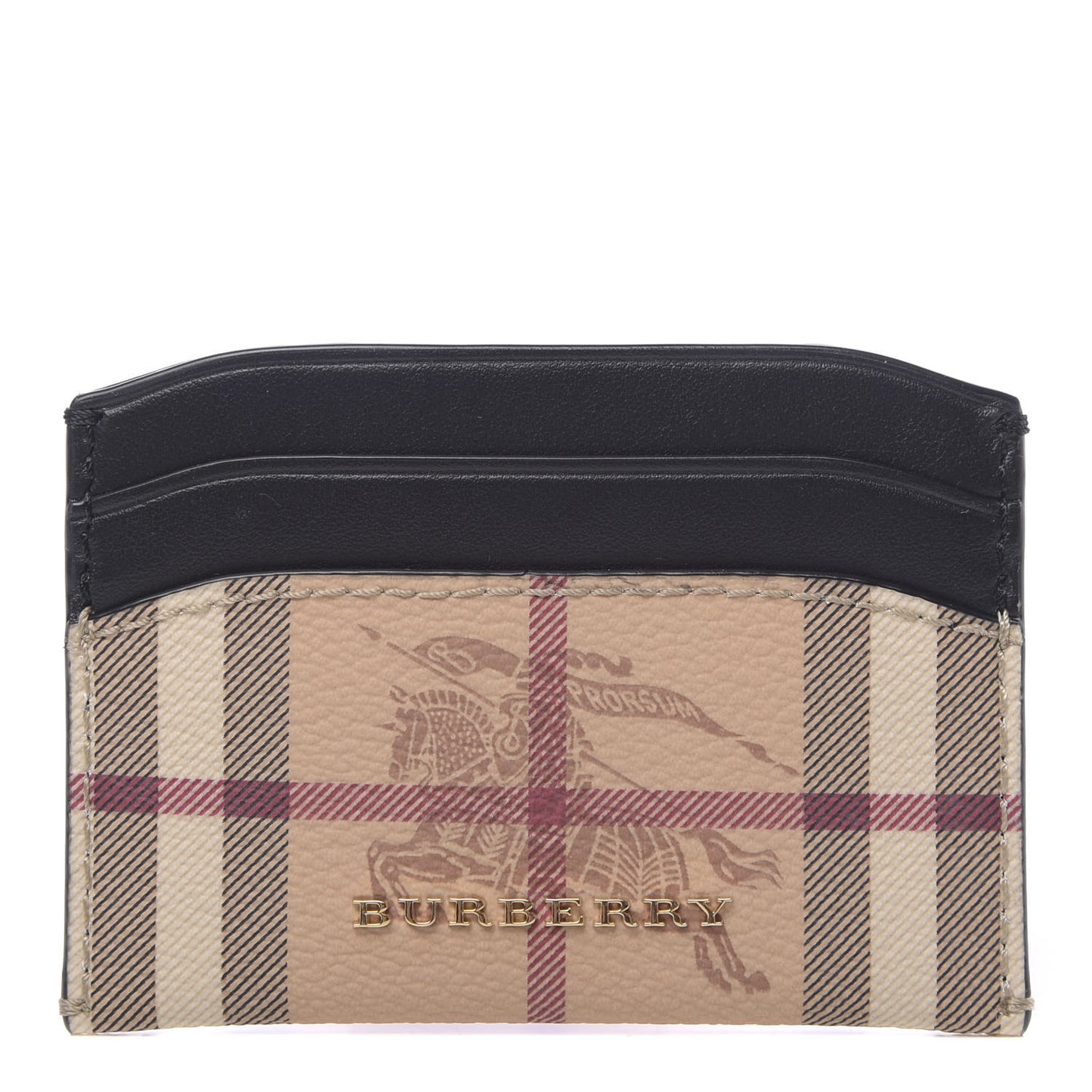 Soft Grain Calfskin Haymarket Check Izzy Card Case Black