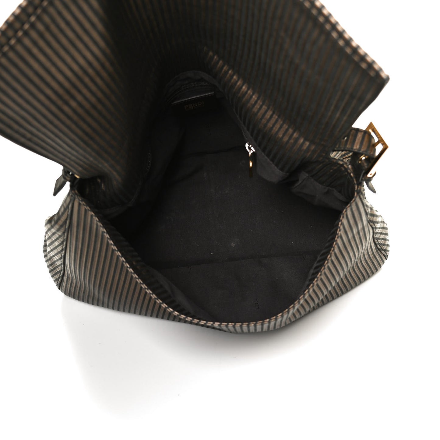 Metallic Nubuck Striped Big Forever Mama Baguette Black Gold
