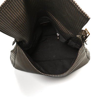 Fendi Metallic Nubuck Striped Big Forever Mama Baguette Black Gold 5 of 11