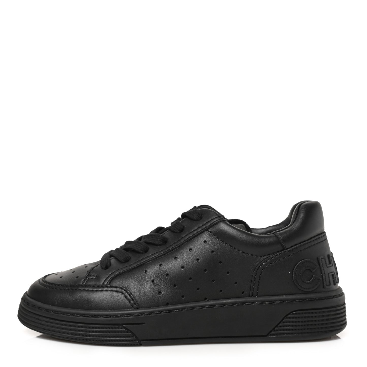 Calfskin Womens Logo Sneakers 36.5 Black