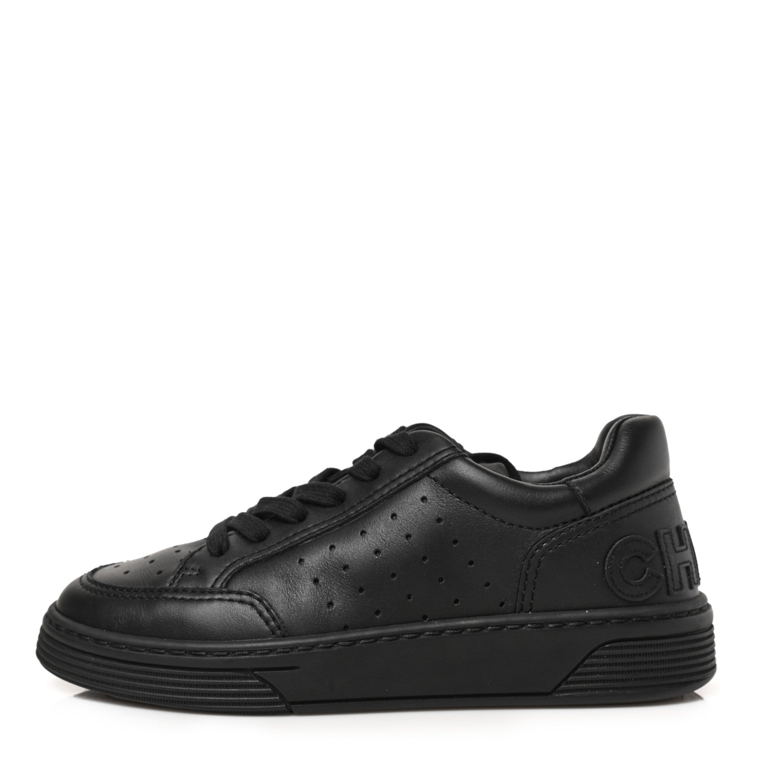 Chanel Calfskin Womens Logo Sneakers 36.5 Black 1 of 9