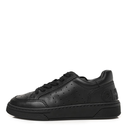 Chanel Calfskin Womens Logo Sneakers 36.5 Black 1 of 9