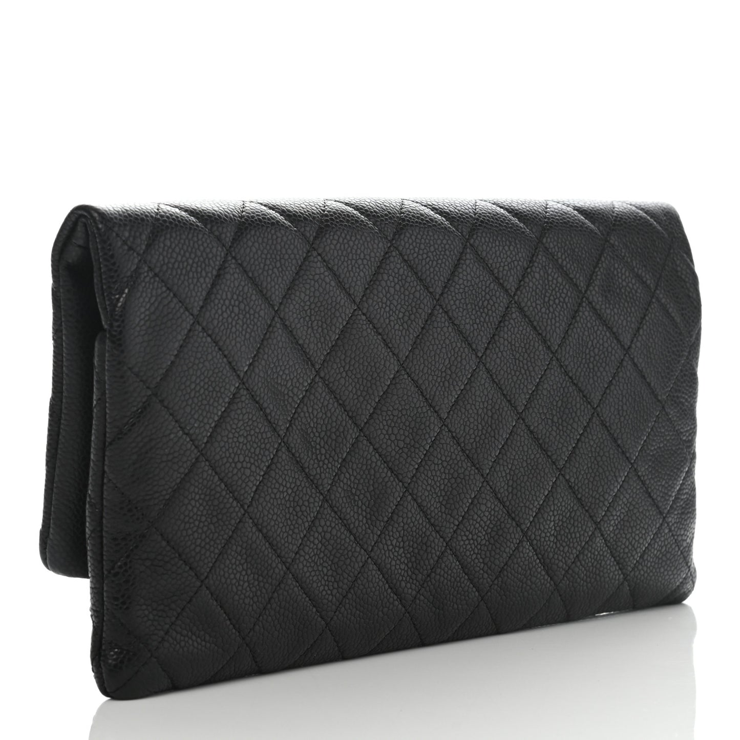 Caviar Quilted CC Beauty Clutch Black