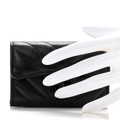 Chanel Aged Calfskin Chevron Quilted Reissue Card Holder Wallet So Black 2 of 10