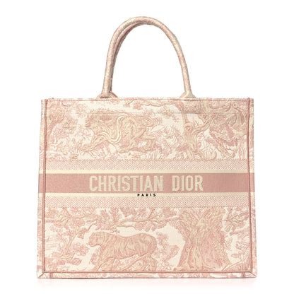 Christian Dior Canvas Toile De Jouy Embroidered Large Book Tote Pink 1 of 11