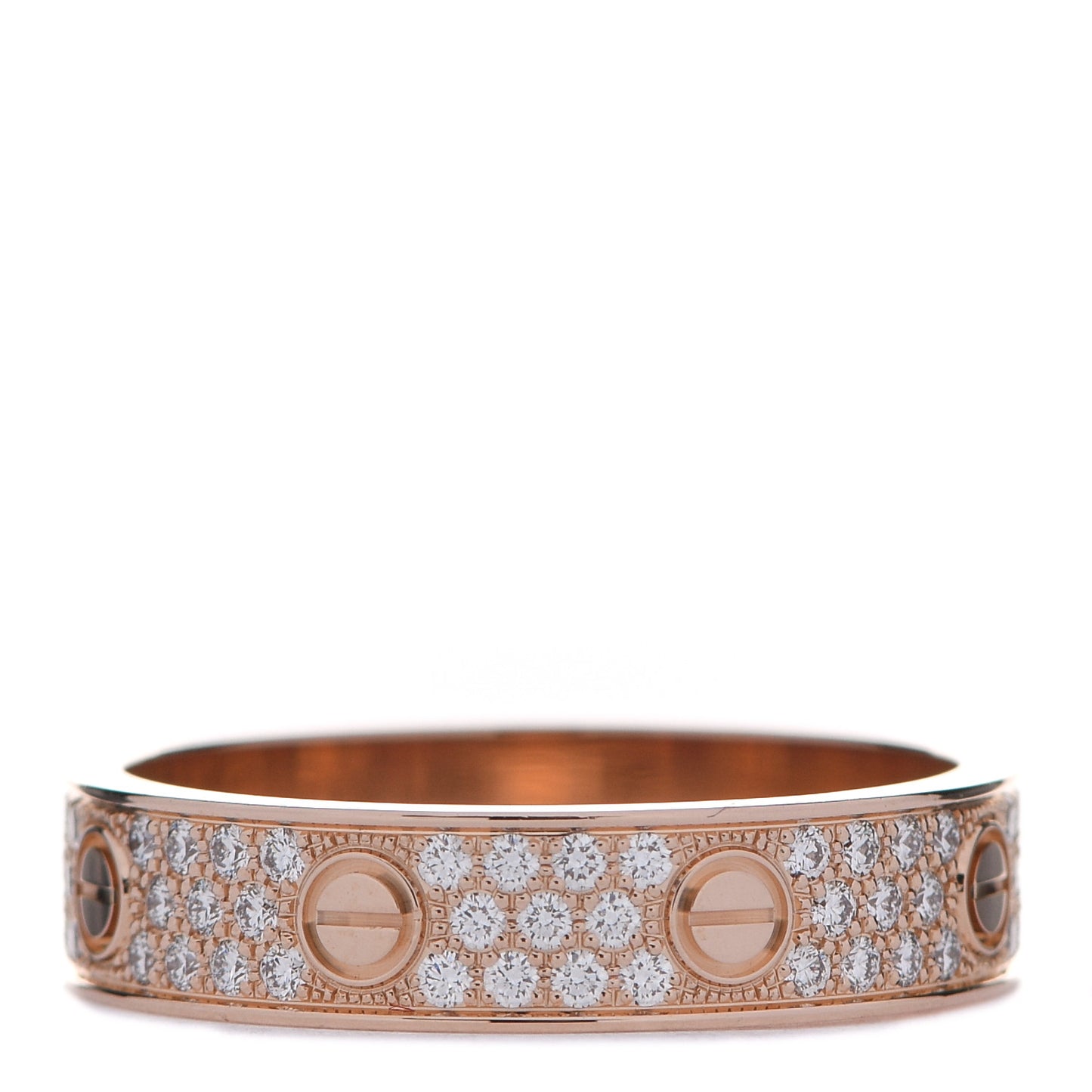 18K Pink Gold Diamond 5mm LOVE Wedding Paved Band Ring 57 8