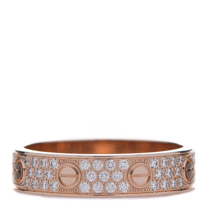 Cartier 18K Pink Gold Diamond 5mm LOVE Wedding Paved Band Ring 57 8 3 of 5