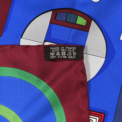 Hermes Silk Carré en Boucles Scarf 90 Bleu Roy Bordeaux Vert 5 of 5