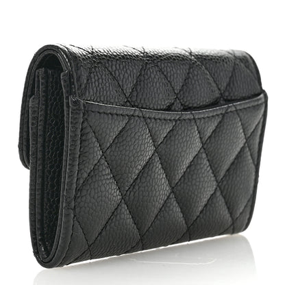 Chanel Caviar Quilted Flap Card Holder Wallet Black 3 of 9