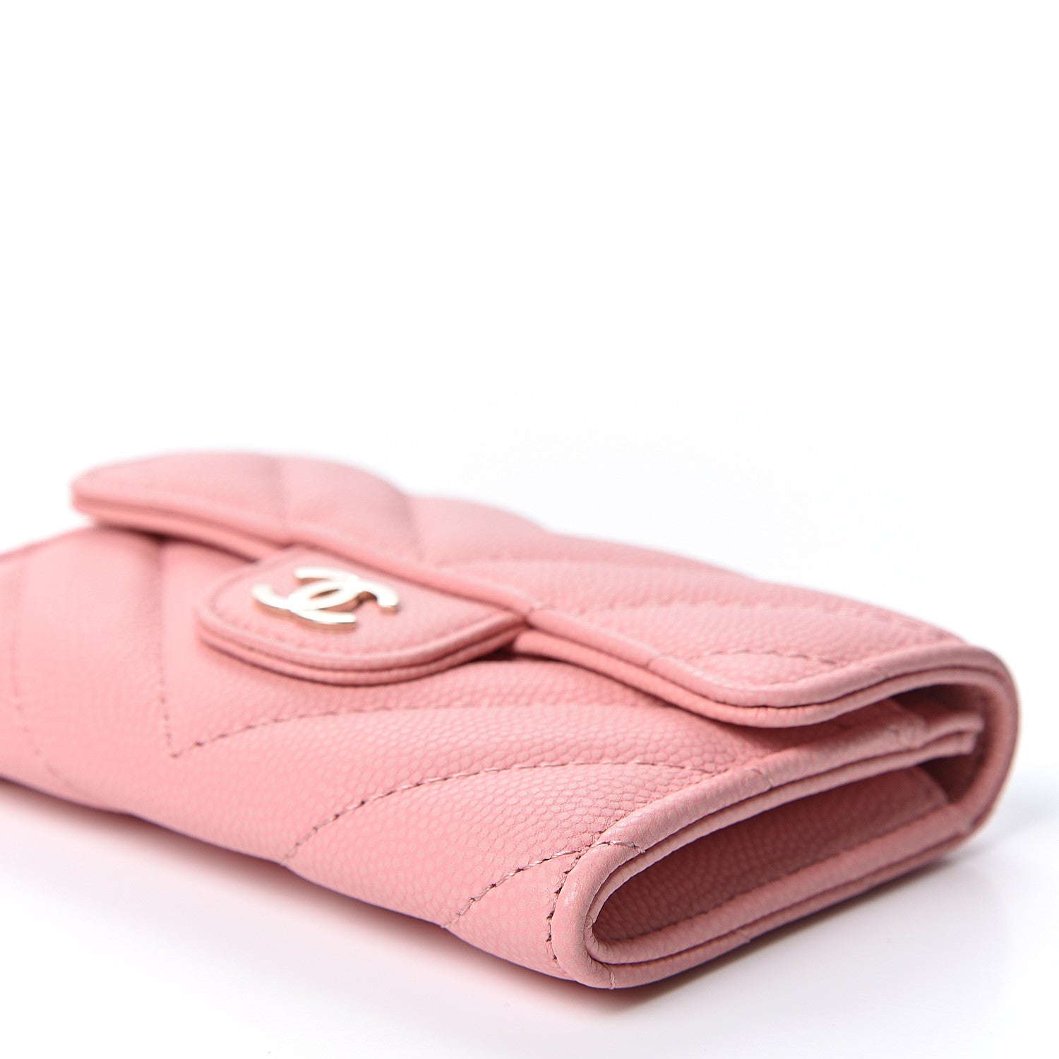 Chanel Matte Caviar Chevron Quilted Flap Card Holder Pink 5 of 10