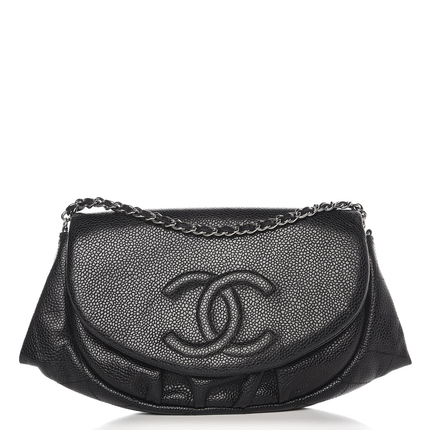 Chanel Caviar Half Moon Wallet On Chain WOC Black 1 of 8