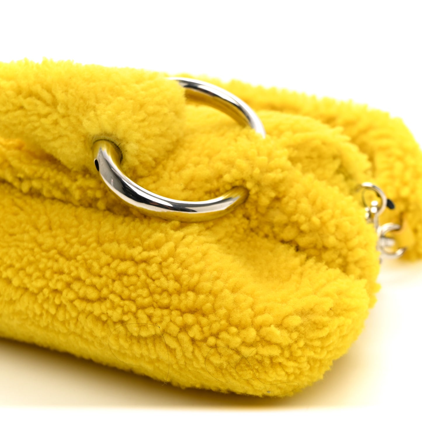 Merino Wool Medium Maxi Horsebit Chain Shoulder Bag Yellow