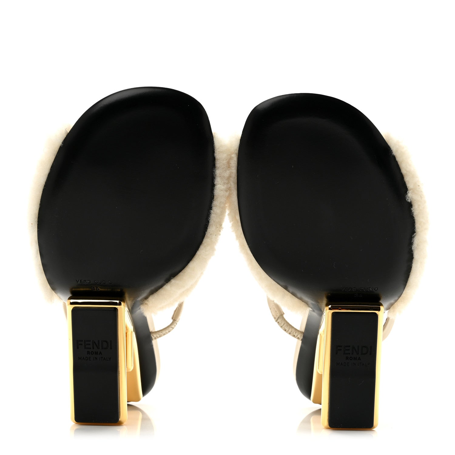 Fendi Nappa Shearling First 95mm Slide Sandals 36 Latte 6 of 9