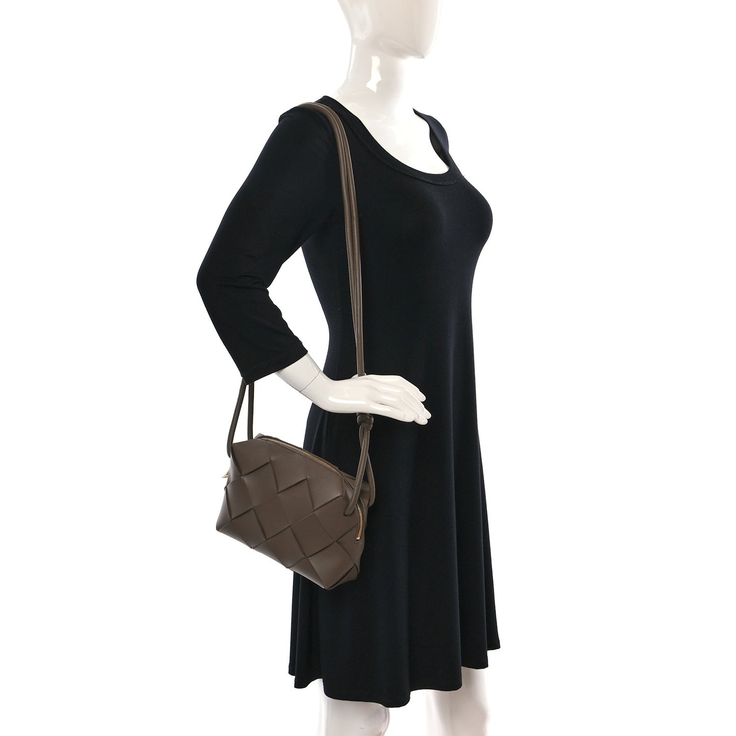 Lambskin Maxi Intrecciato Small Cassette Camera Bag Taupe Grey