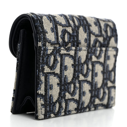 Christian Dior Oblique Saddle Card Holder Blue 3 of 8