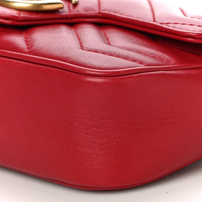 Gucci Calfskin Matelasse Super Mini GG Marmont Shoulder Bag Hibiscus Red 10 of 16