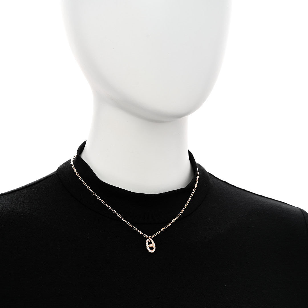 18K Rose Gold Diamond PM New Farandole Pendant Necklace ST
