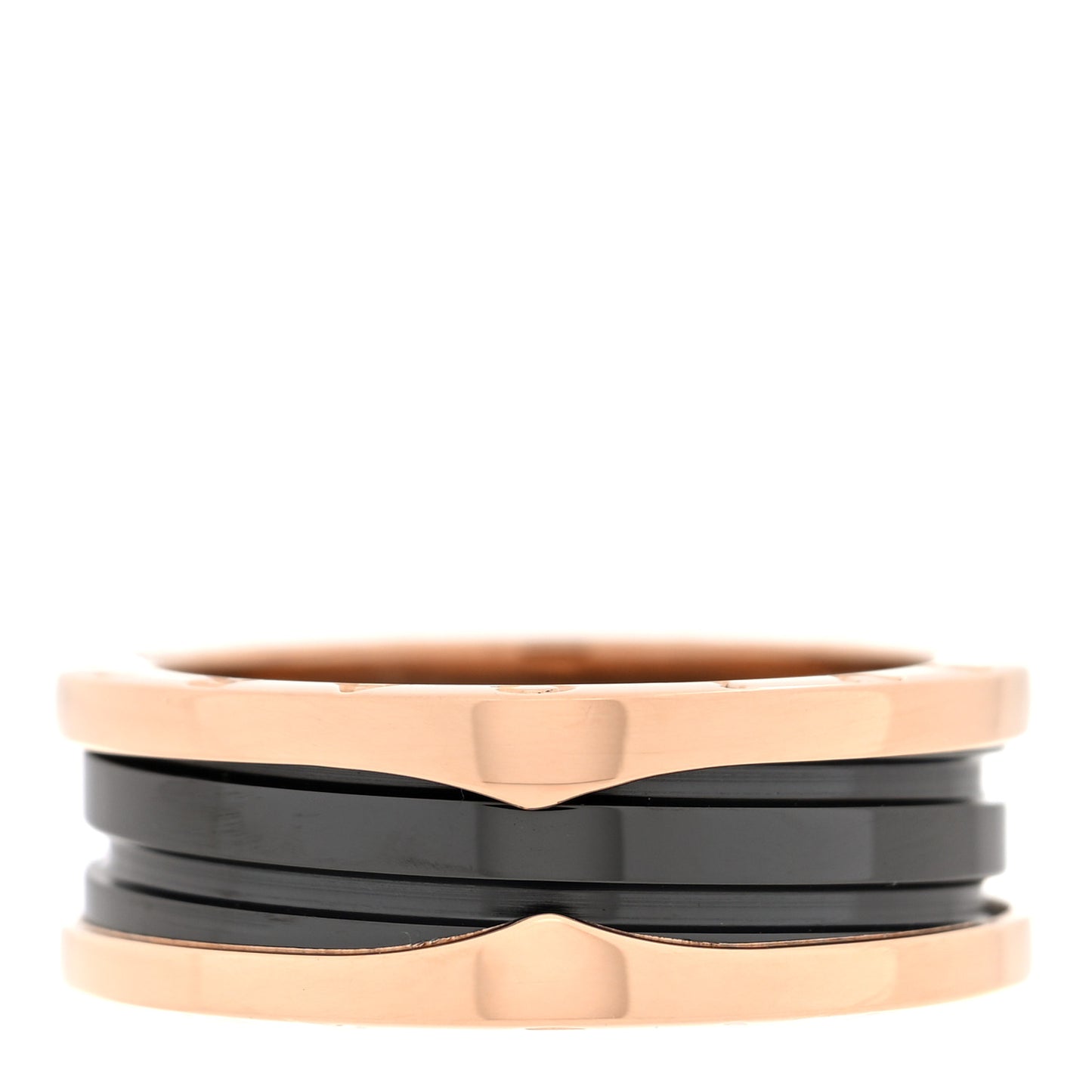 18K Rose Gold Black Ceramic B.Zero1 Two-Band Ring 62 10