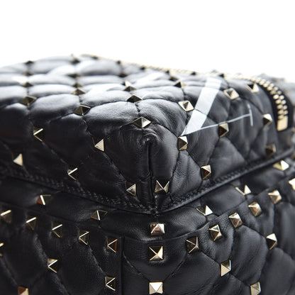 Valentino Garavani Lambskin VLTN Print Quilted Mini Rockstud Spike Backpack Black 8 of 10